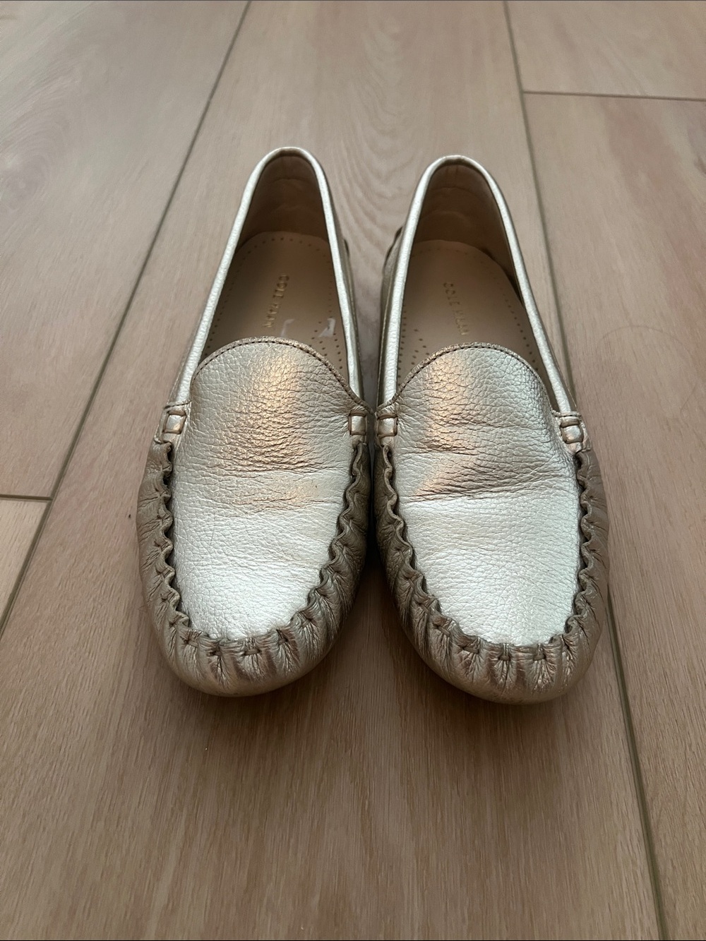 Cole Haan Metallic Leather Driving Moccasins